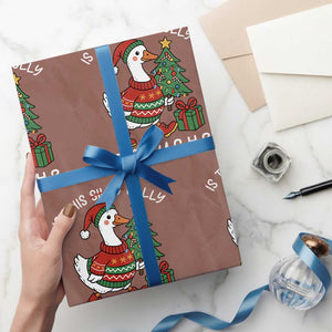 Funny Goose Christmas Wrapping Paper Roll Is This Jolly Enough Cute Xmas Duck TS10 Mocha Print Your Wear