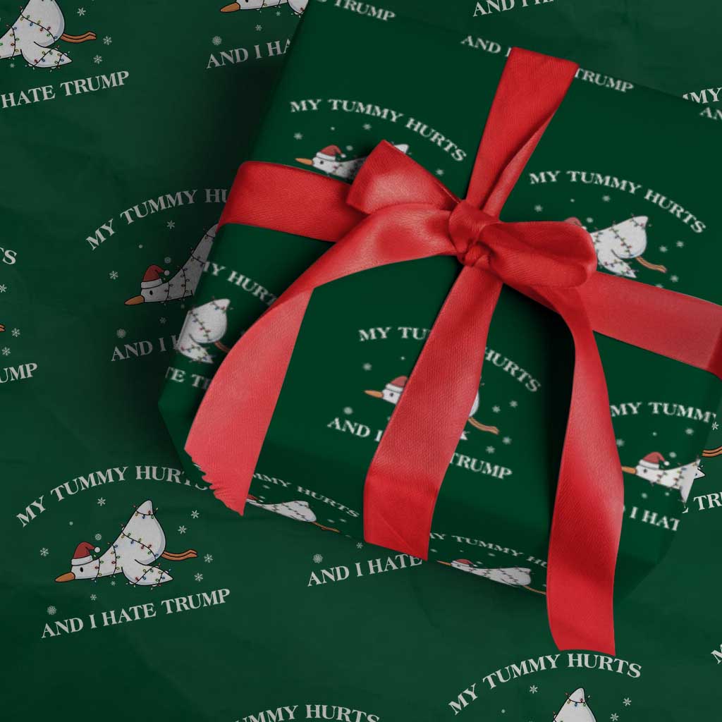 Funny Goose Christmas Wrapping Paper Roll My Tummy Hurts And I Hate Trump TS14 Green Print Your Wear