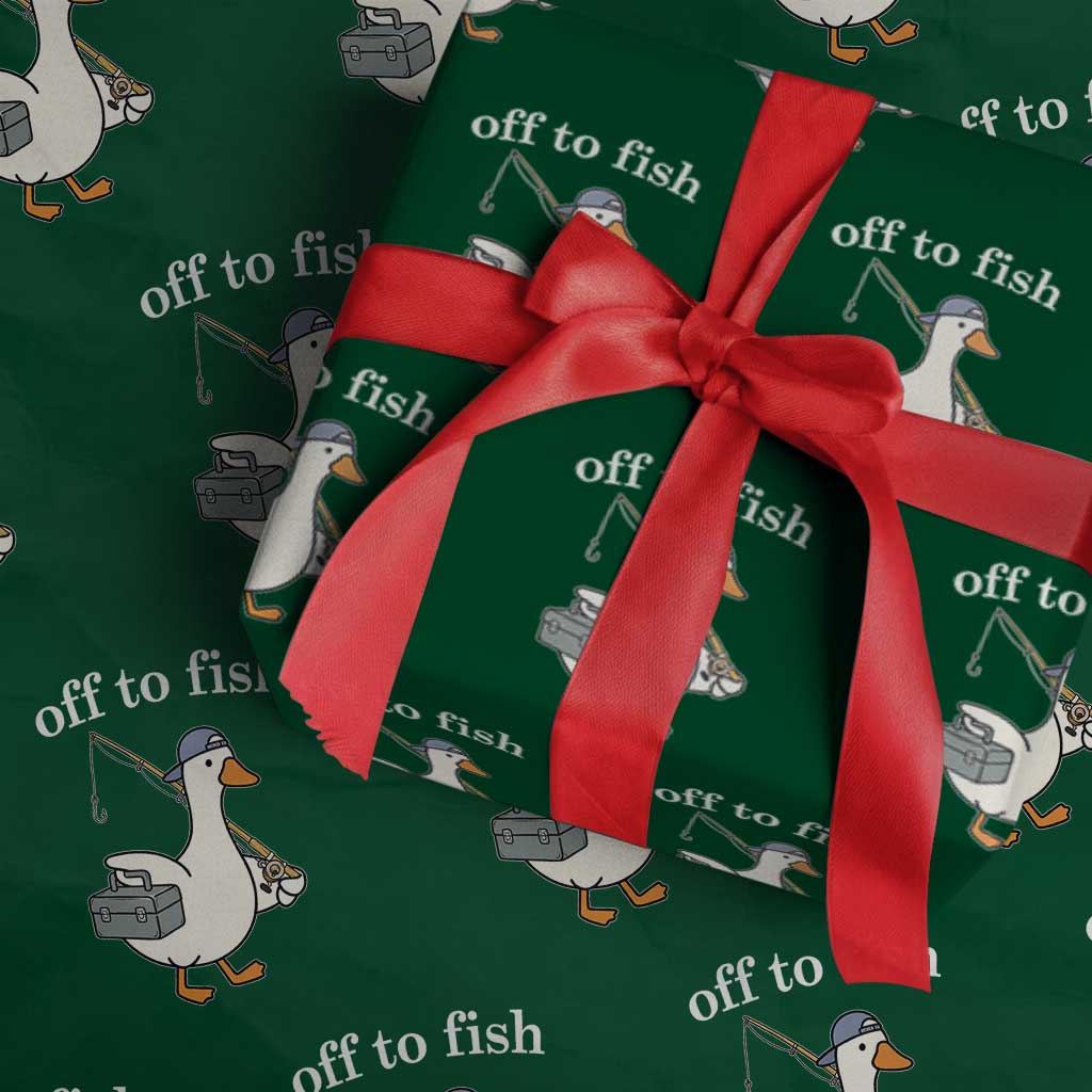Funny Goose Fishing Wrapping Paper Roll Off to Fish Cute Waterfowl Angler Gift for Fishing Lovers TS10 Green Print Your Wear