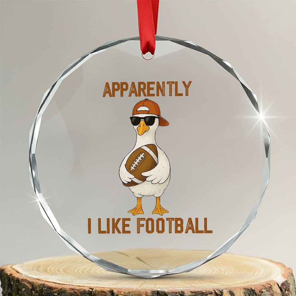 Funny Goose Football Meme Crystal Glass Ornament Apparently I Like Football TS14 Transparent Glass 3'' Circle Print Your Wear