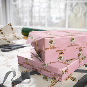 Funny Goose Football Meme Wrapping Paper Roll Apparently I Like Football TS14 Light Pink Print Your Wear