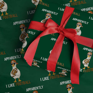 Funny Goose Football Wrapping Paper Roll Apparently I Like Football TS14 Green Print Your Wear