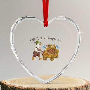 Funny Goose German Beer Festival Heart Crystal Glass Ornament Off To The Biergarten
