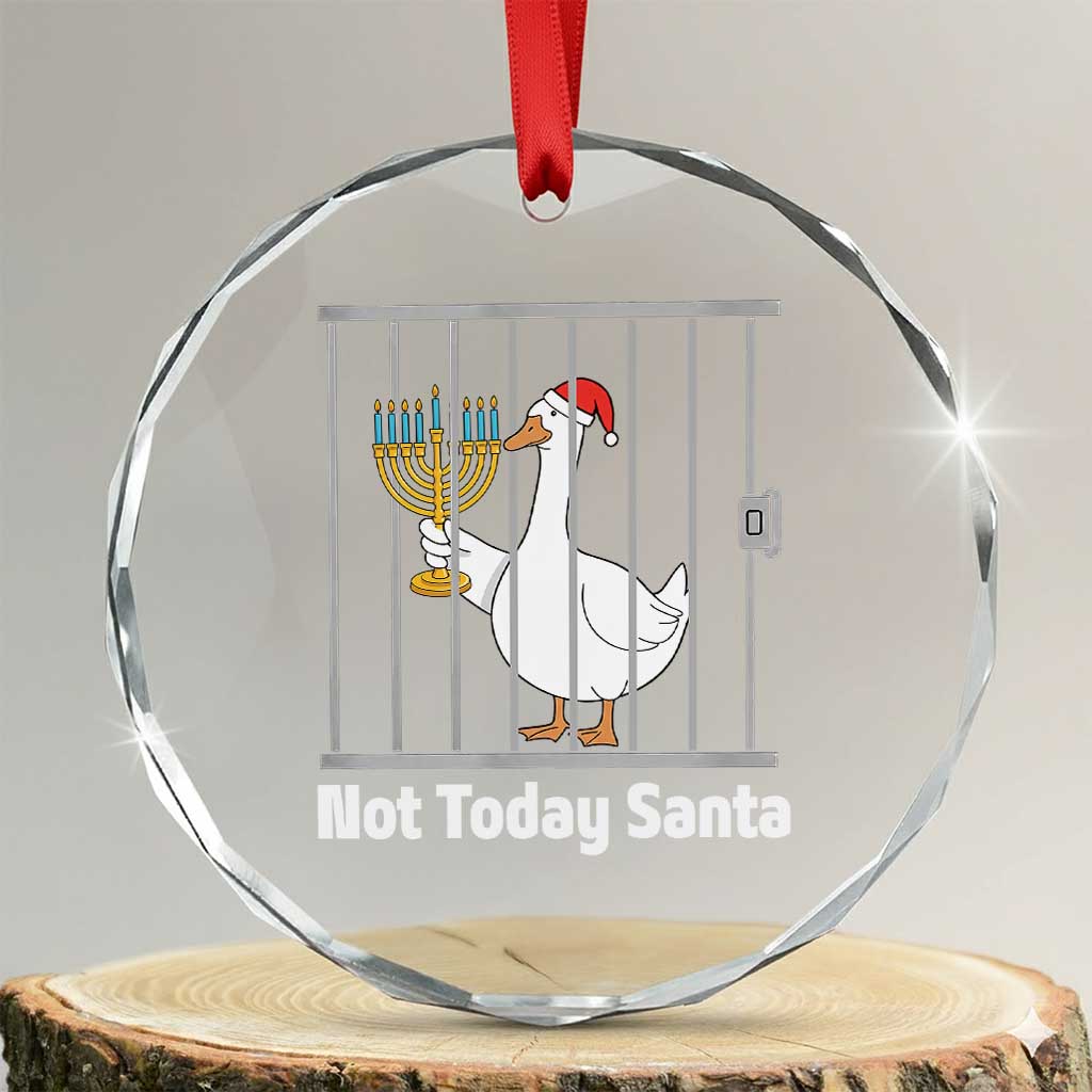 Funny Goose Hanukkah Chanukah Crystal Glass Ornament Not Today Santa TS14 Transparent Glass 3'' Circle Print Your Wear