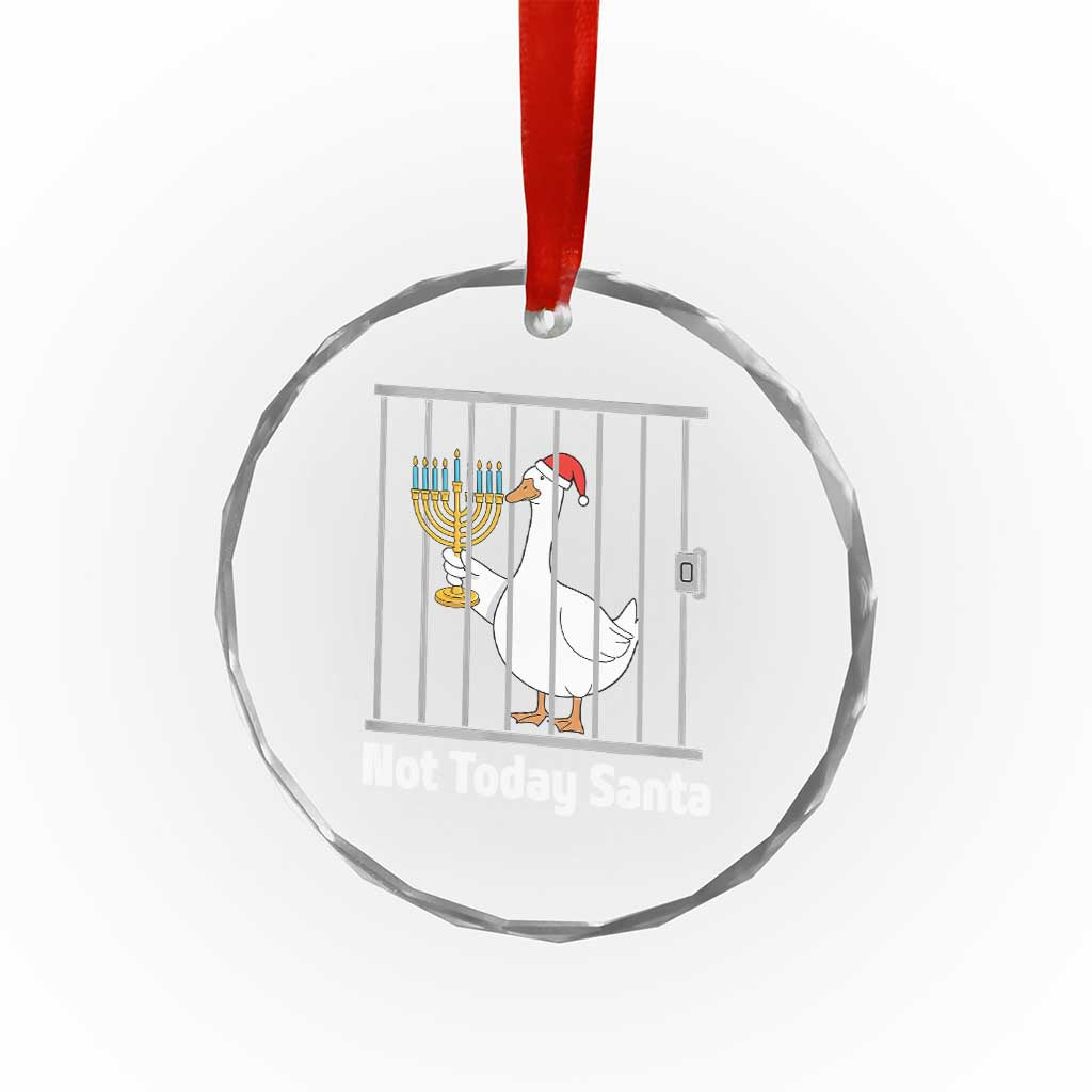 Funny Goose Hanukkah Chanukah Crystal Glass Ornament Not Today Santa TS14 Print Your Wear