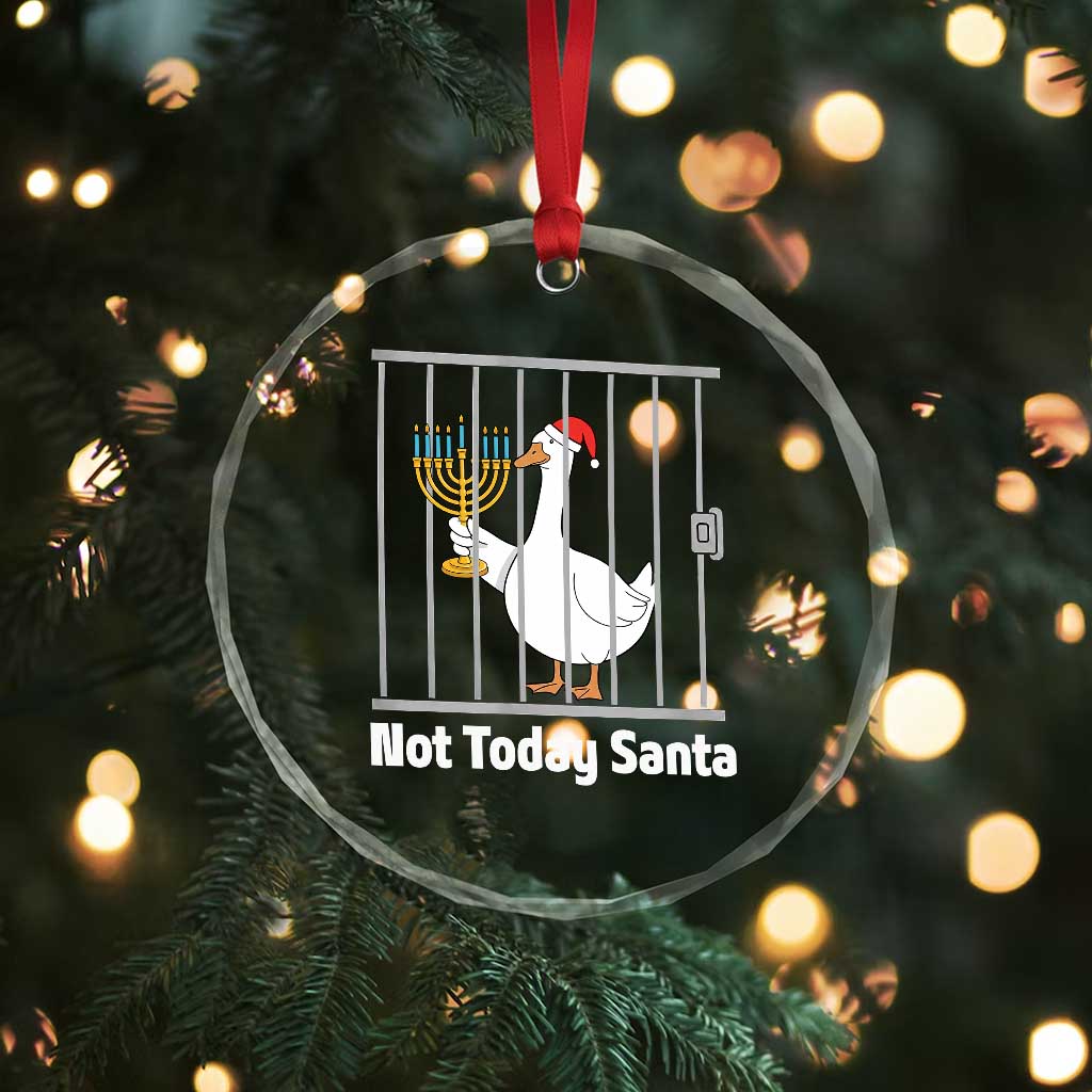 Funny Goose Hanukkah Chanukah Crystal Glass Ornament Not Today Santa TS14 Print Your Wear