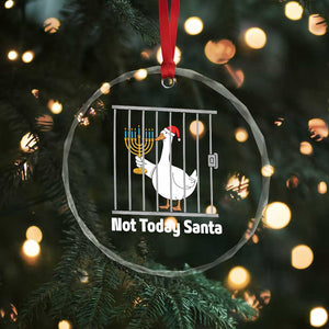 Funny Goose Hanukkah Chanukah Crystal Glass Ornament Not Today Santa TS14 Print Your Wear