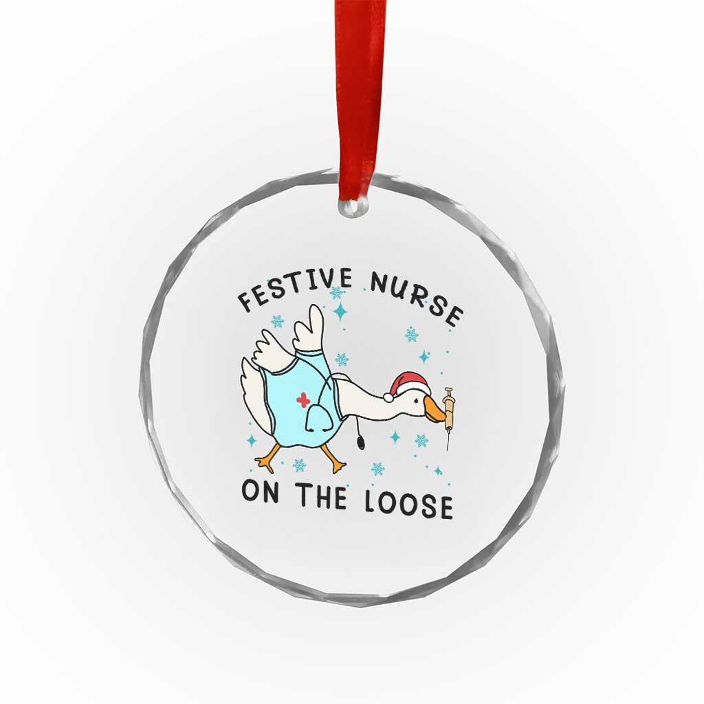 Funny Goose Nurse Christmas Crystal Glass Ornament Festive Nurses On The Loose TS14 Print Your Wear
