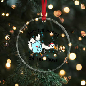 Funny Goose Nurse Christmas Crystal Glass Ornament Festive Nurses On The Loose TS14 Print Your Wear