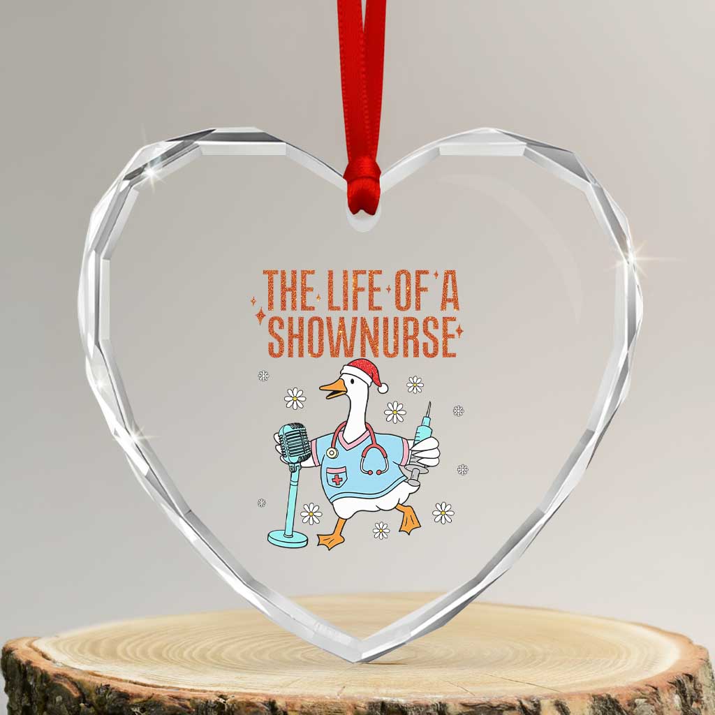 Funny Goose Nurse Christmas Heart Crystal Glass Ornament The Life Of A Shownurrse TS14 Transparent Glass 3'' Heart Print Your Wear