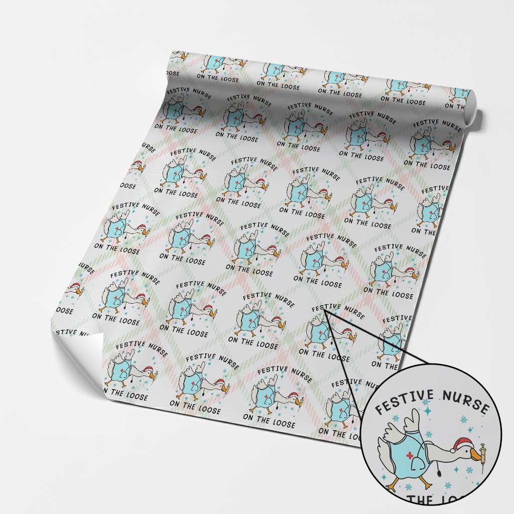 Funny Goose Nurse Christmas Wrapping Paper Roll Festive Nurses On The Loose TS14 Christmas Plaid Print Your Wear