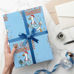 Funny Goose Nurse Christmas Wrapping Paper Roll The Life Of A Shownurrse TS14 Light Blue Print Your Wear