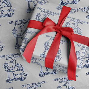 Funny Goose Psychologist Wrapping Paper Roll Off To Regulate Emotions Mental Health Counselor TS10 White Print Your Wear