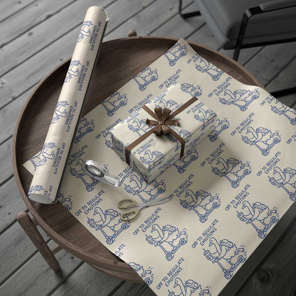 Funny Goose Psychologist Wrapping Paper Roll Off To Regulate Emotions Mental Health Counselor TS10 Beige Print Your Wear