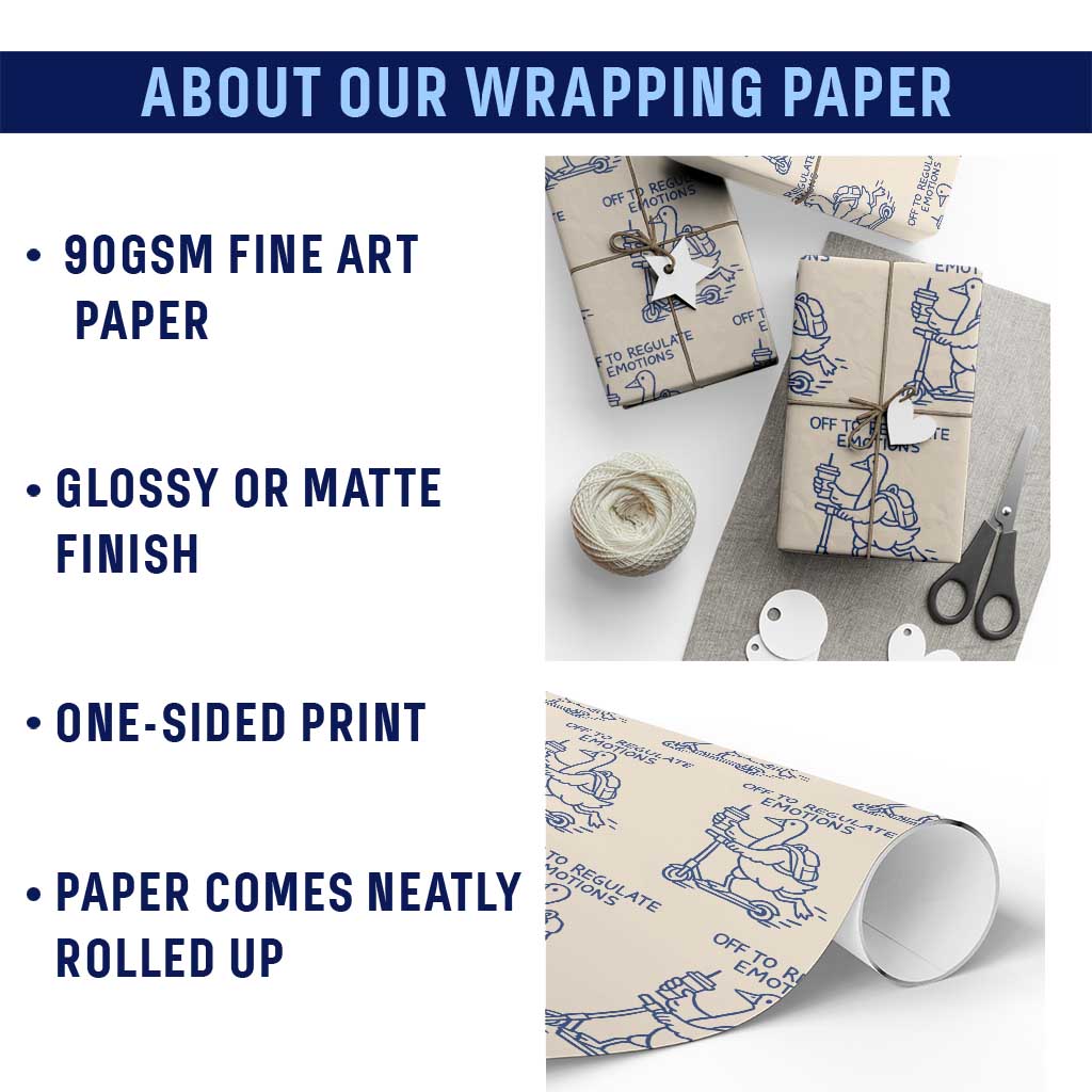 Funny Goose Psychologist Wrapping Paper Roll Off To Regulate Emotions Mental Health Counselor TS10 Print Your Wear