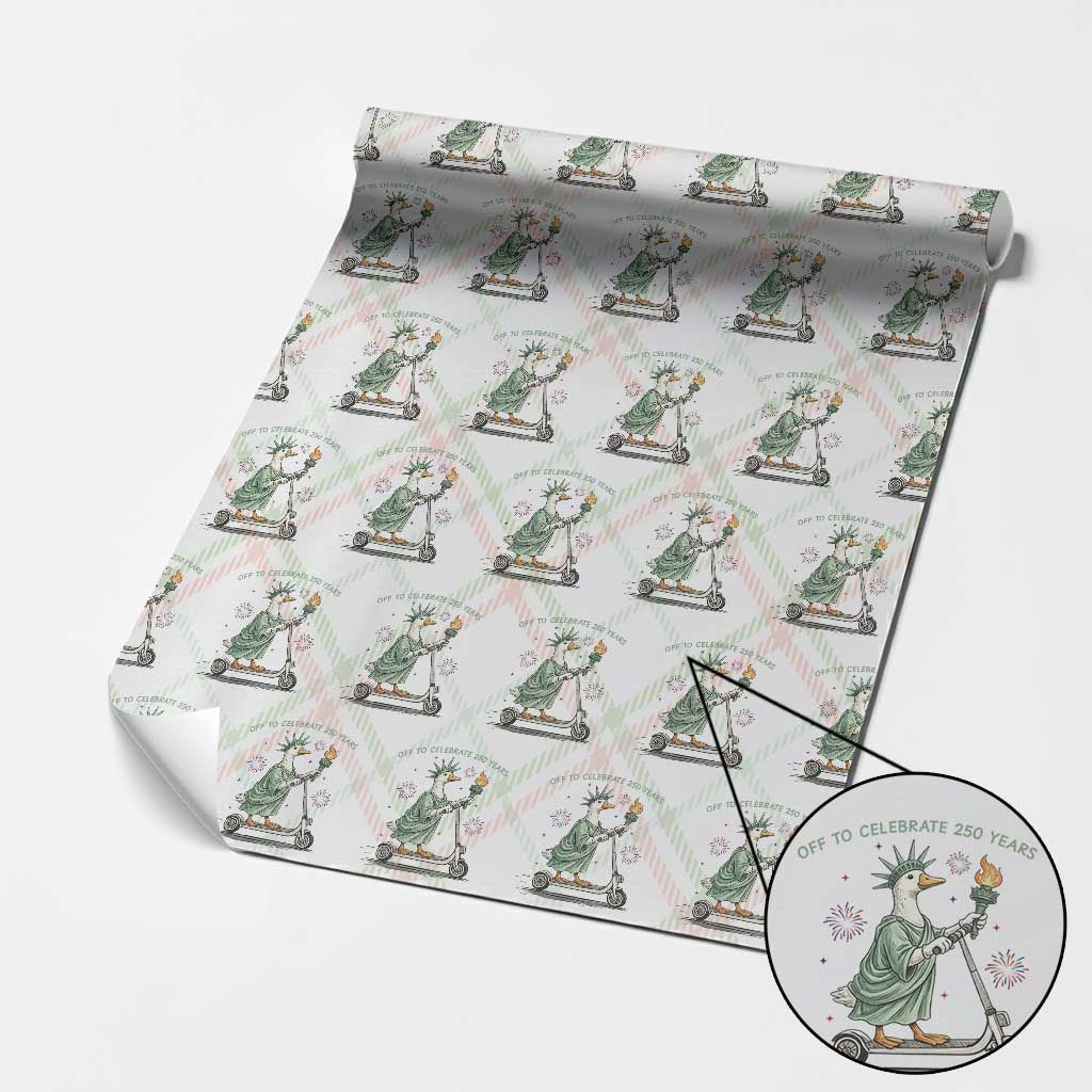 Funny Goose Statue Of Liberty Wrapping Paper Roll Off To Celebrate 250 Year TS12 Christmas Plaid Print Your Wear