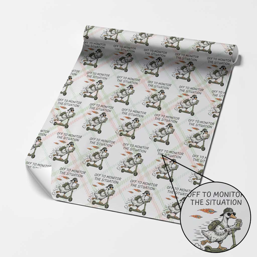 Funny Goose Support Freedom Meme Wrapping Paper Roll Off To Monitor The Situation TS14 Christmas Plaid Print Your Wear