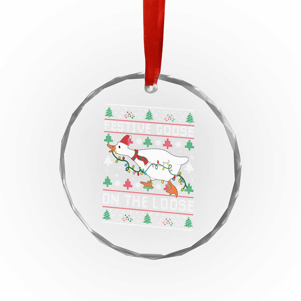 Funny Goose Ugly Christmas Crystal Glass Ornament Festive Goose On The Loose TS10 Print Your Wear