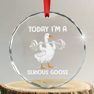 Funny Goose Weight Lifting Crystal Glass Ornament Today Im A Serious Goose Weightlifter Gym Workout TS10 Transparent Glass 3'' Circle Print Your Wear