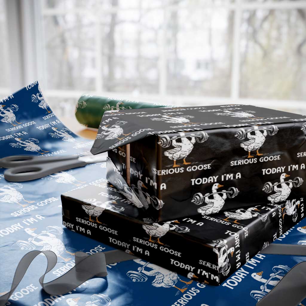 Funny Goose Weight Lifting Wrapping Paper Roll Today Im A Serious Goose Weightlifter Gym Workout TS10 Black Print Your Wear