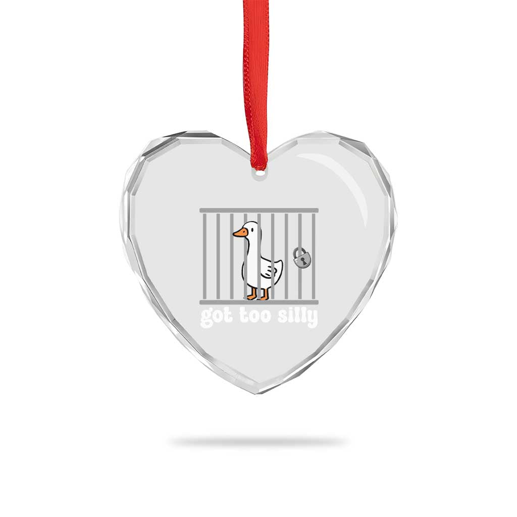 Funny Got Too Silly Heart Crystal Glass Ornament Goose Pun Humor Animal Lovers TS11 Print Your Wear