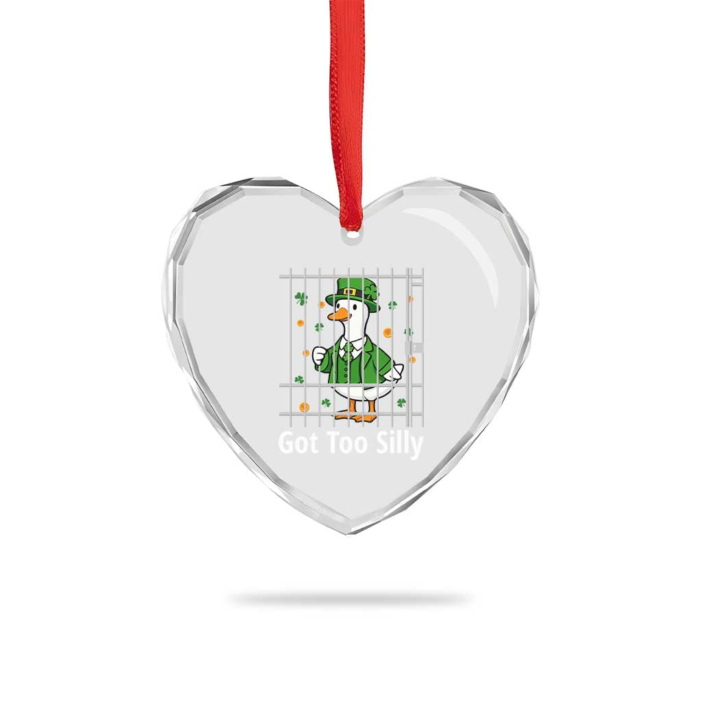 Funny Got Too Silly St Patricks Day Heart Crystal Glass Ornament Goose Pun Humor Animal Lovers Shamrock TS11 Print Your Wear