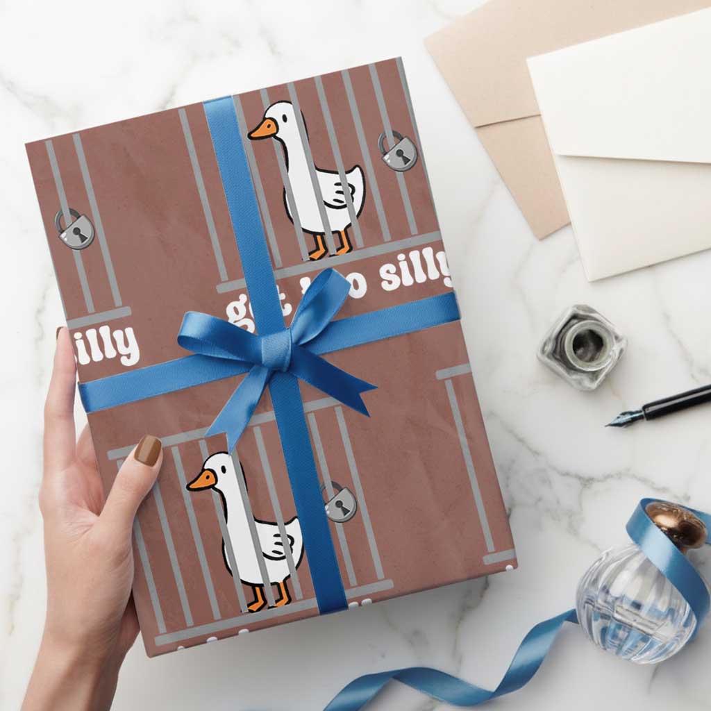Funny Got Too Silly Wrapping Paper Roll Goose Pun Humor Animal Lovers TS11 Mocha Print Your Wear