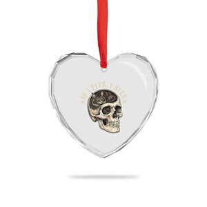 Funny Gothic Black Cat Skull Heart Crystal Glass Ornament If I Fits I Sits TS12 Print Your Wear