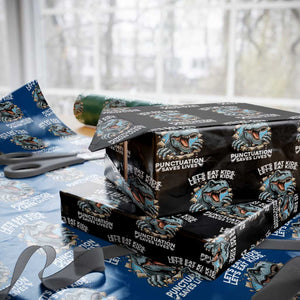 Funny Grammar Dino Wrapping Paper Roll Let Us Eat Kids Punctuation Saves Lives TS14 Black Print Your Wear