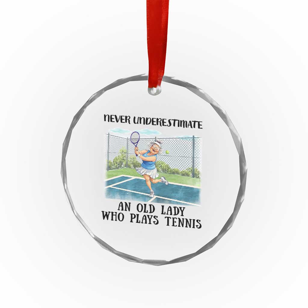 Funny Grandma Tennis Player Gift Crystal Glass Ornament Never Underestimate An Old Lady TS12 Print Your Wear