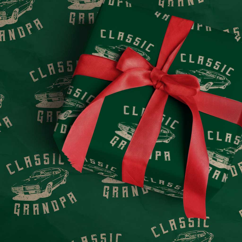 Funny Grandpa Classic Car Graphic Wrapping Paper Roll TS10 Green Print Your Wear