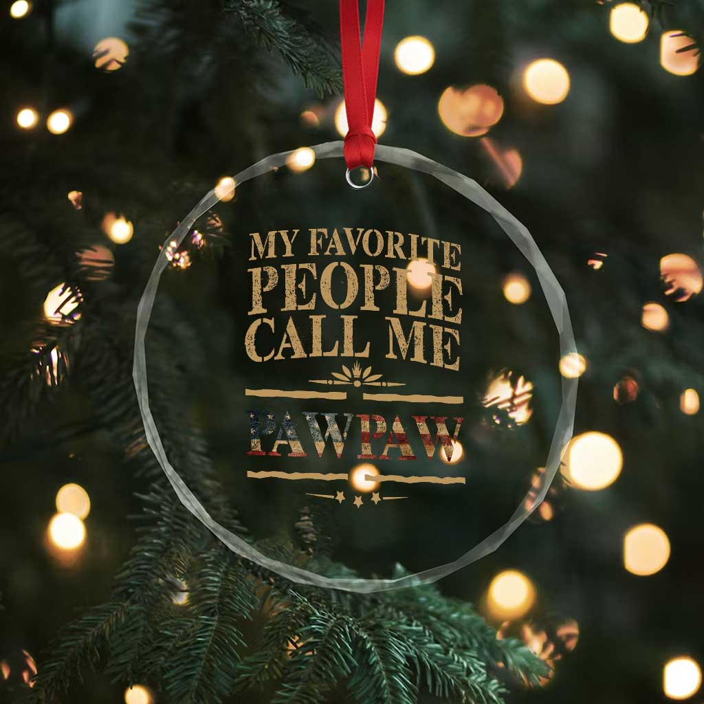 Funny Grandpa Crystal Glass Ornament My Favorite People Call Me Pop Pop Retro American Flag TS10 Print Your Wear