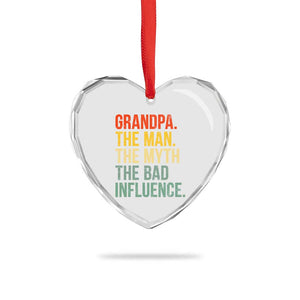 Funny Grandpa Heart Crystal Glass Ornament Retro Man Myth Bad Influence Best Funny Fathers Day TS10 Print Your Wear