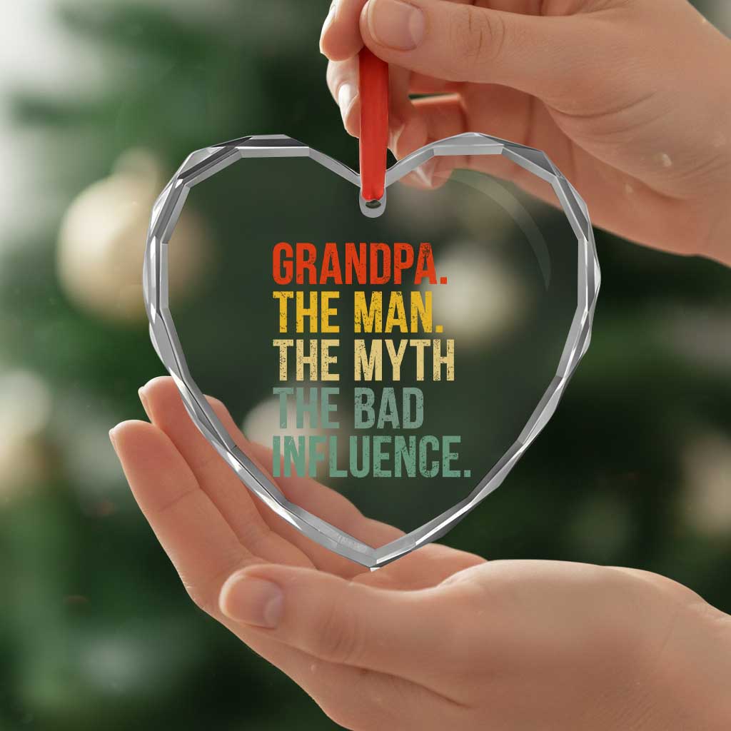 Funny Grandpa Heart Crystal Glass Ornament Retro Man Myth Bad Influence Best Funny Fathers Day TS10 Print Your Wear