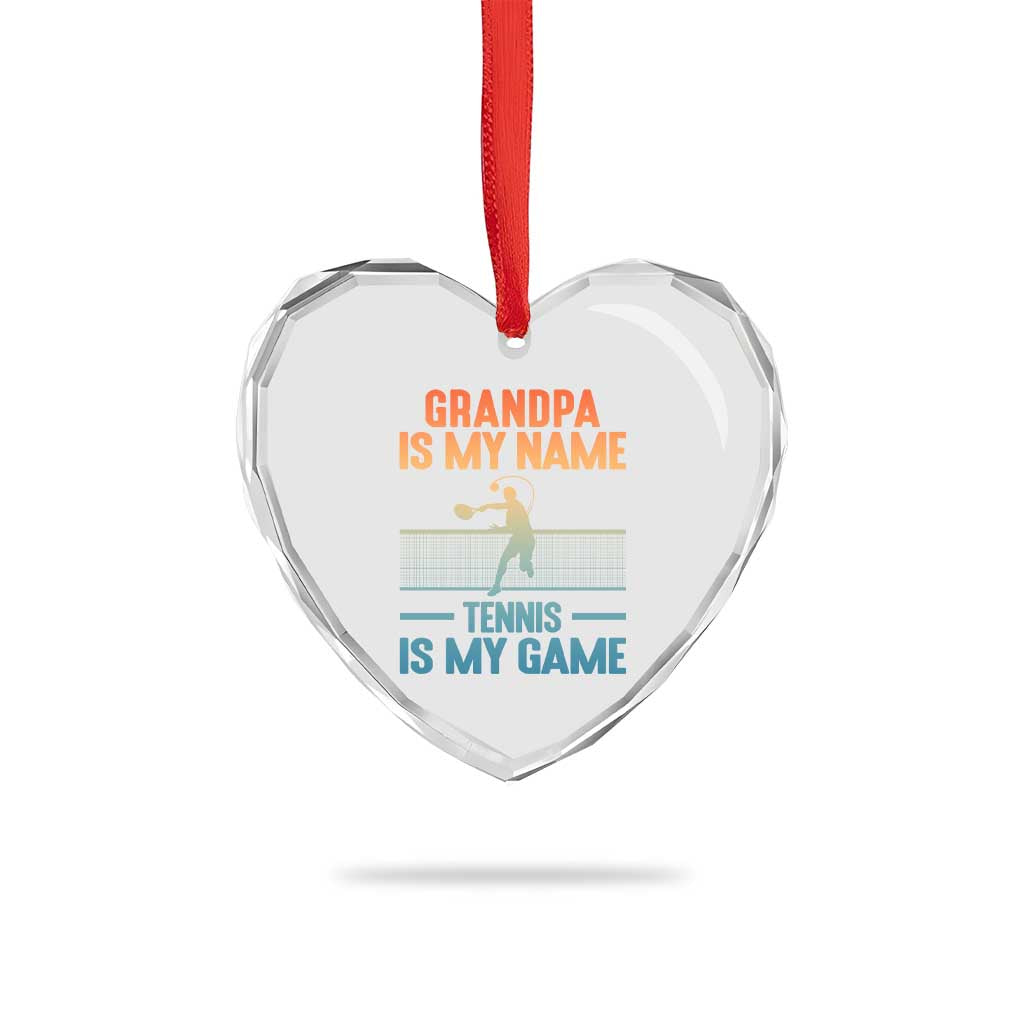 Funny Grandpa Tennis Quote Heart Crystal Glass Ornament Tennis Is My Game TS12 Print Your Wear