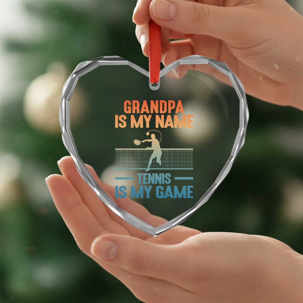 Funny Grandpa Tennis Quote Heart Crystal Glass Ornament Tennis Is My Game TS12 Print Your Wear