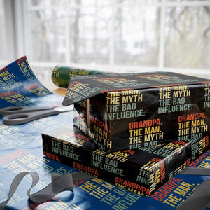 Funny Grandpa Wrapping Paper Roll Retro Man Myth Bad Influence Best Funny Fathers Day TS10 Black Print Your Wear