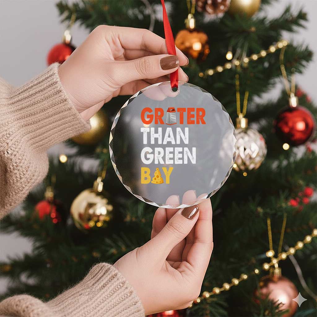 Funny Greater Than Green Bay Cheese Grate Crystal Glass Ornament TS11 Print Your Wear