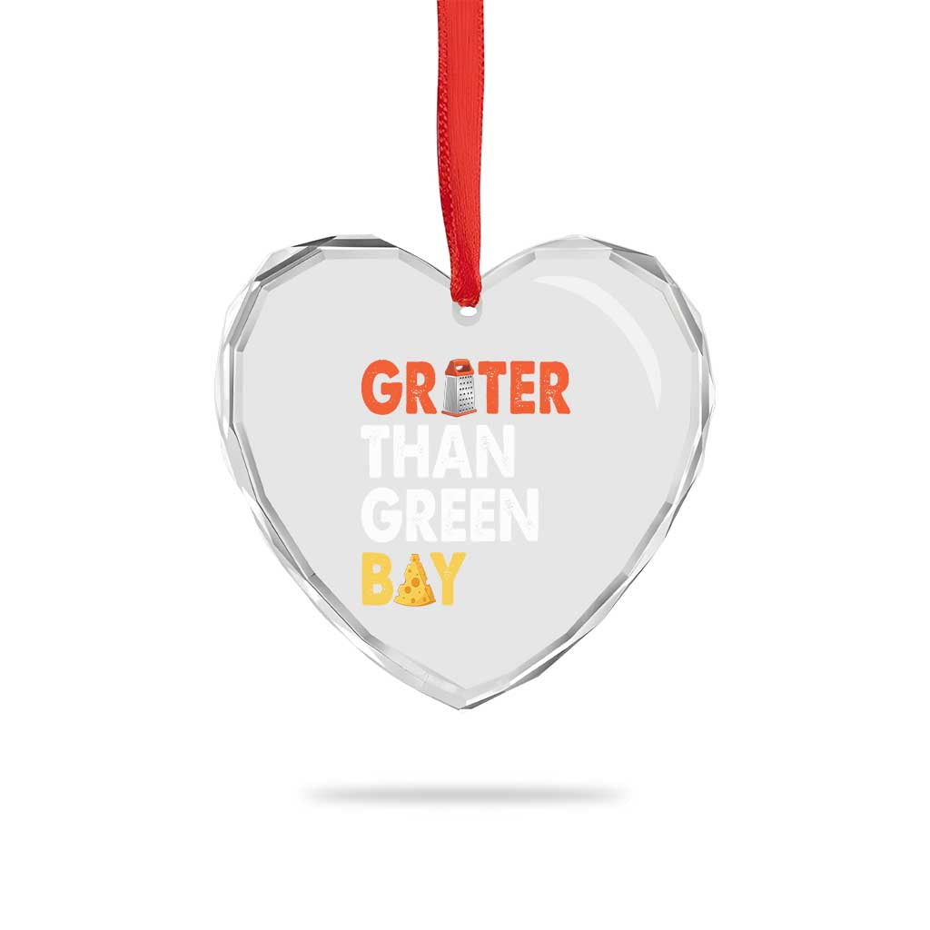 Funny Greater Than Green Bay Cheese Grate Heart Crystal Glass Ornament TS11 Print Your Wear