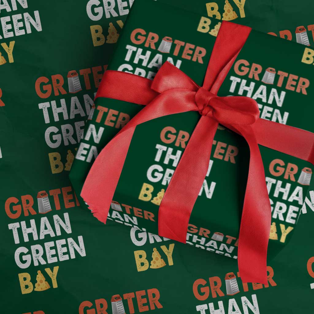 Funny Greater Than Green Bay Cheese Grate Wrapping Paper Roll TS11 Green Print Your Wear