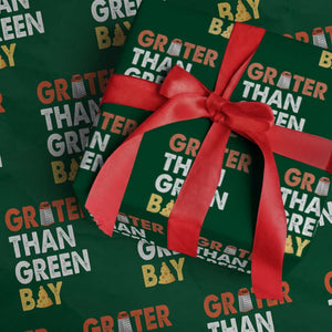 Funny Greater Than Green Bay Cheese Grate Wrapping Paper Roll TS11 Green Print Your Wear