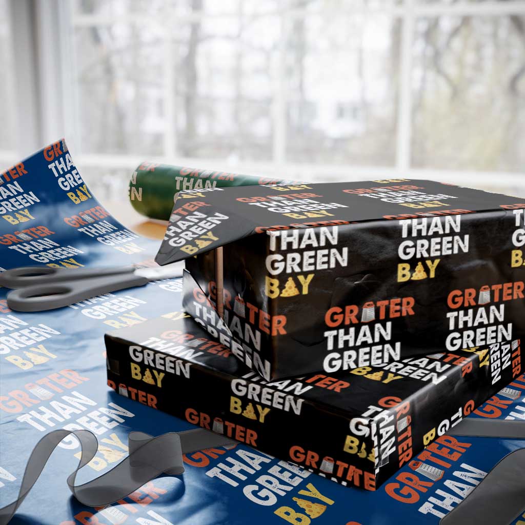 Funny Greater Than Green Bay Cheese Grate Wrapping Paper Roll TS11 Black Print Your Wear