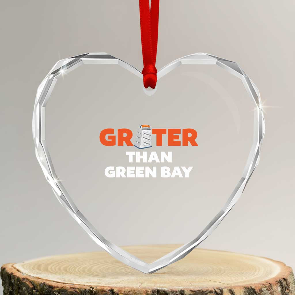 Funny Greater Than Green Bay Rivalry Heart Crystal Glass Ornament Cheese Grater TS02 Transparent Glass 3'' Heart Print Your Wear