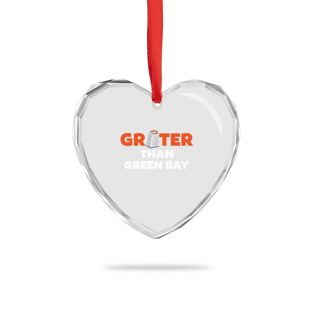 Funny Greater Than Green Bay Rivalry Heart Crystal Glass Ornament Cheese Grater TS02 Print Your Wear