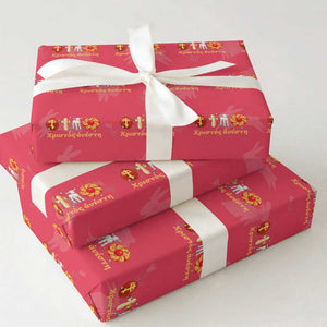Funny Greek Orthodox Easter Day Wrapping Paper Roll Christ Is Risen Tsoureki Red Egg Sheep TS11 Red Print Your Wear