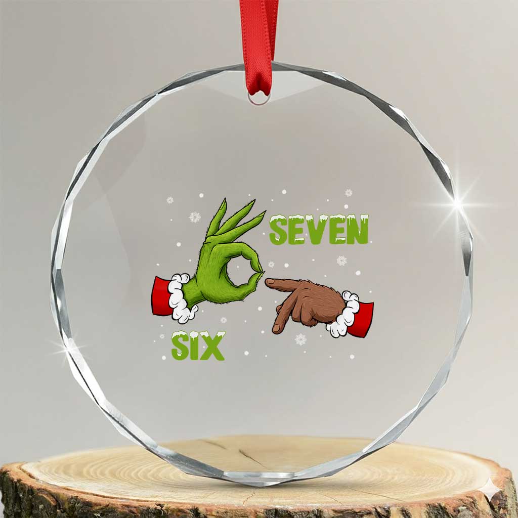 Funny Green And Bigfoot Six Seven Meme Crystal Glass Ornament Christmas Trend Gift TS12 Transparent Glass 3'' Circle Print Your Wear
