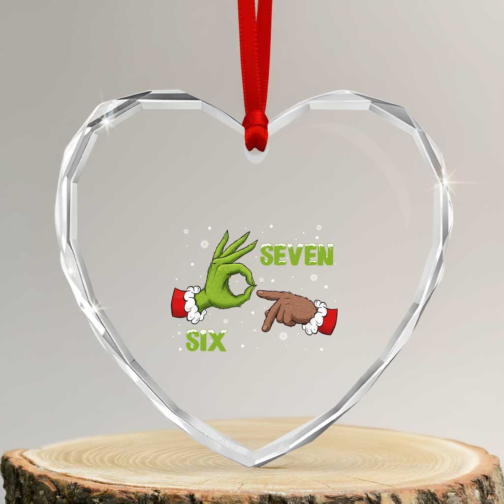 Funny Green And Bigfoot Six Seven Meme Heart Crystal Glass Ornament Christmas Trend Gift TS12 Transparent Glass 3'' Heart Print Your Wear