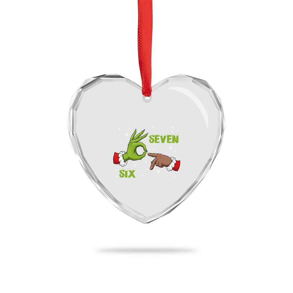 Funny Green And Bigfoot Six Seven Meme Heart Crystal Glass Ornament Christmas Trend Gift TS12 Print Your Wear