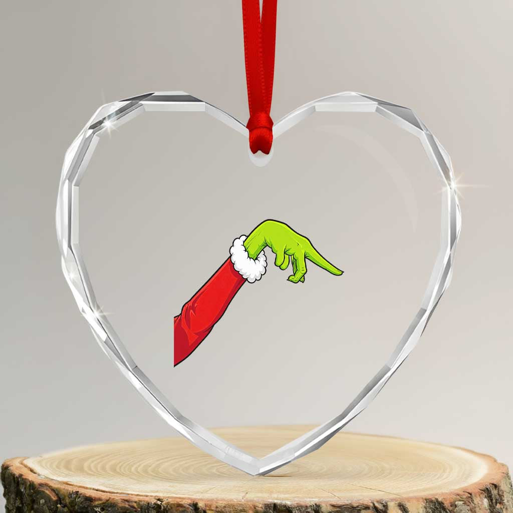 Funny Green Hand Basketball Pointing Meme Heart Crystal Glass Ornament Christmas Holiday Gift TS12 Transparent Glass 3'' Heart Print Your Wear