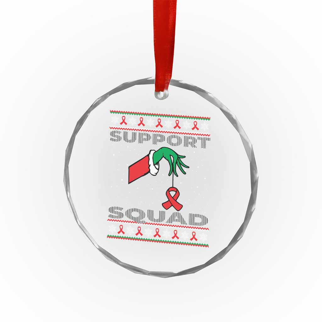 Funny Green Hand Red Ribbon HIV Awareness Crystal Glass Ornament Support Squad Ugly Sweater Gift TS12 Print Your Wear